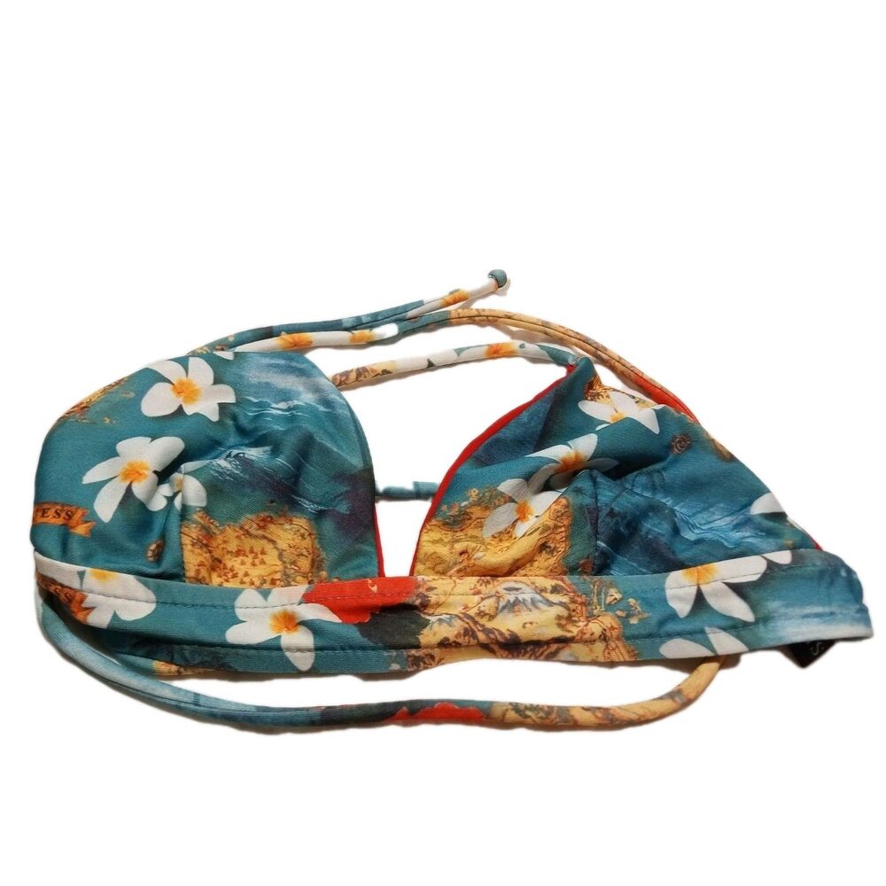 Guess  Bikini Top Swimsuit Women's Medium Hawaii Flower Beach Water Lined